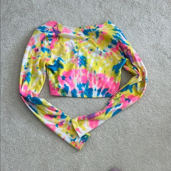 O-Mighty Vibrant Tie-Dye Long Sleeve Crop Top - Picture 3 of 3